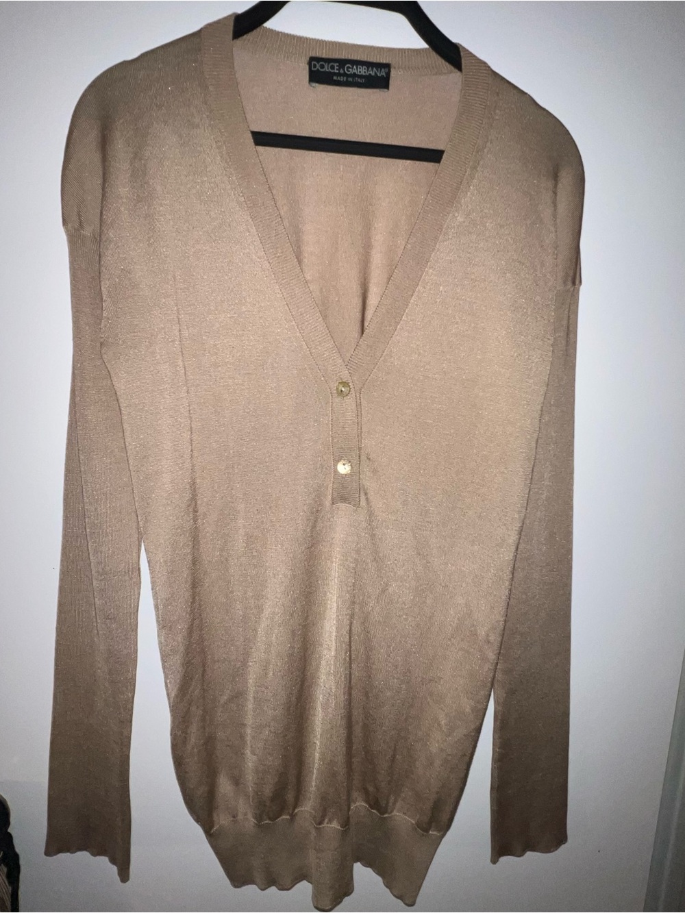 Dolce & Gabbana Women's Beige V-Neck Sweater size Small